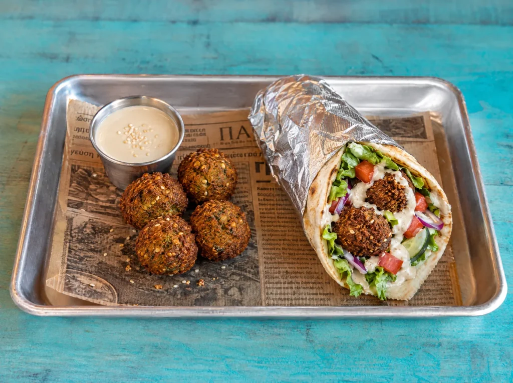 Falafel wrap in pita with tahini